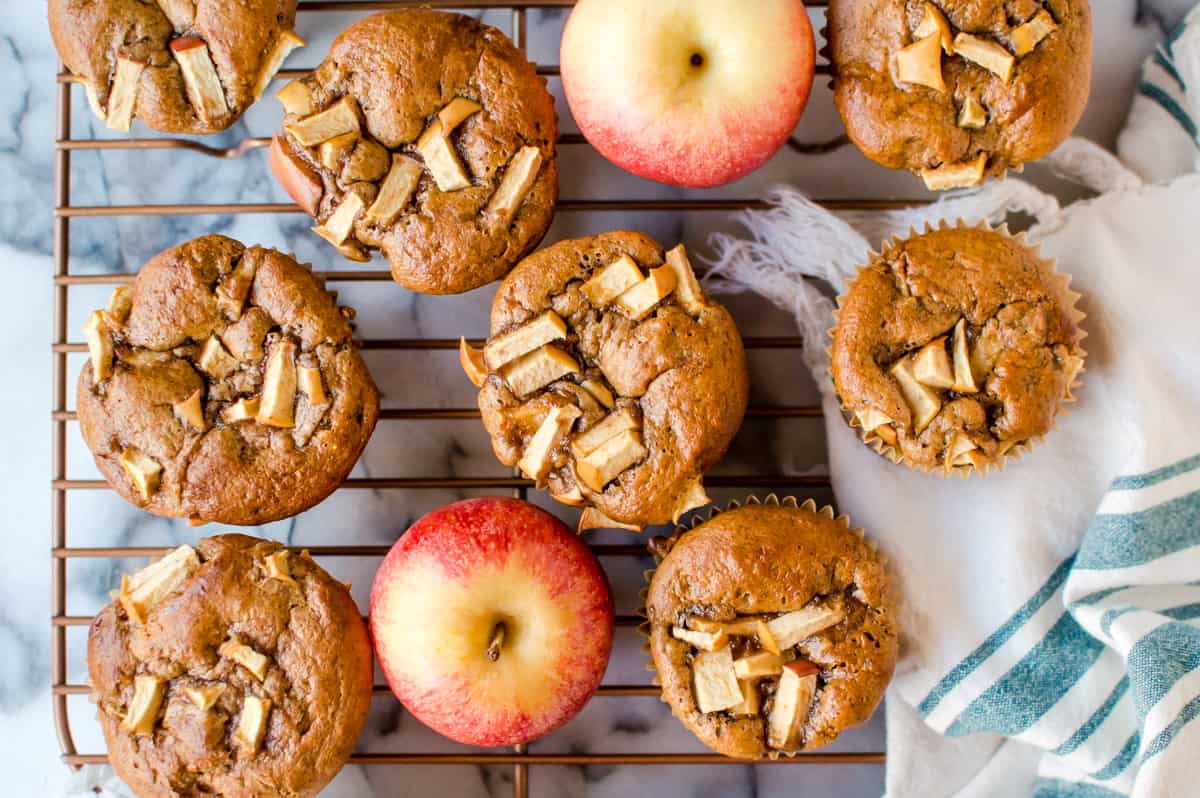 Apple cinnamon muffins straight out of the oven still hot