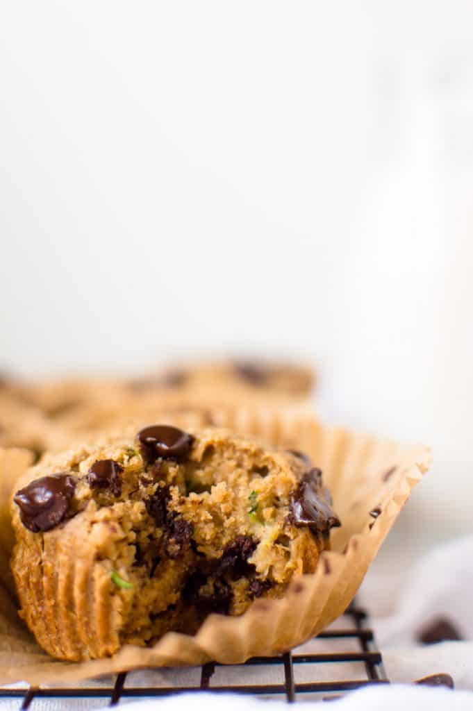 These Chocolate Chip Zucchini Muffins are silly easy to make in your blender and beyond delicious. Loaded with veggies and studded with chocolate. So, basically they are pretty much the best thing ever! Oh! And they are naturally gluten free, dairy-free and can be easily made nut-free.