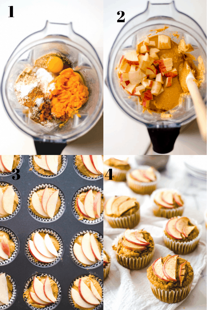 a step-by-step guide on how to make apple sweet potato muffins