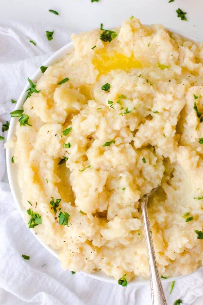 These Mashed Instant Pot Potatoes with Cauliflower are delicious, creamy and easy! You can get these mashed potatoes on the table in about 30 minutes! Plus, they’re a great way to get more cauliflower into your family's diet!