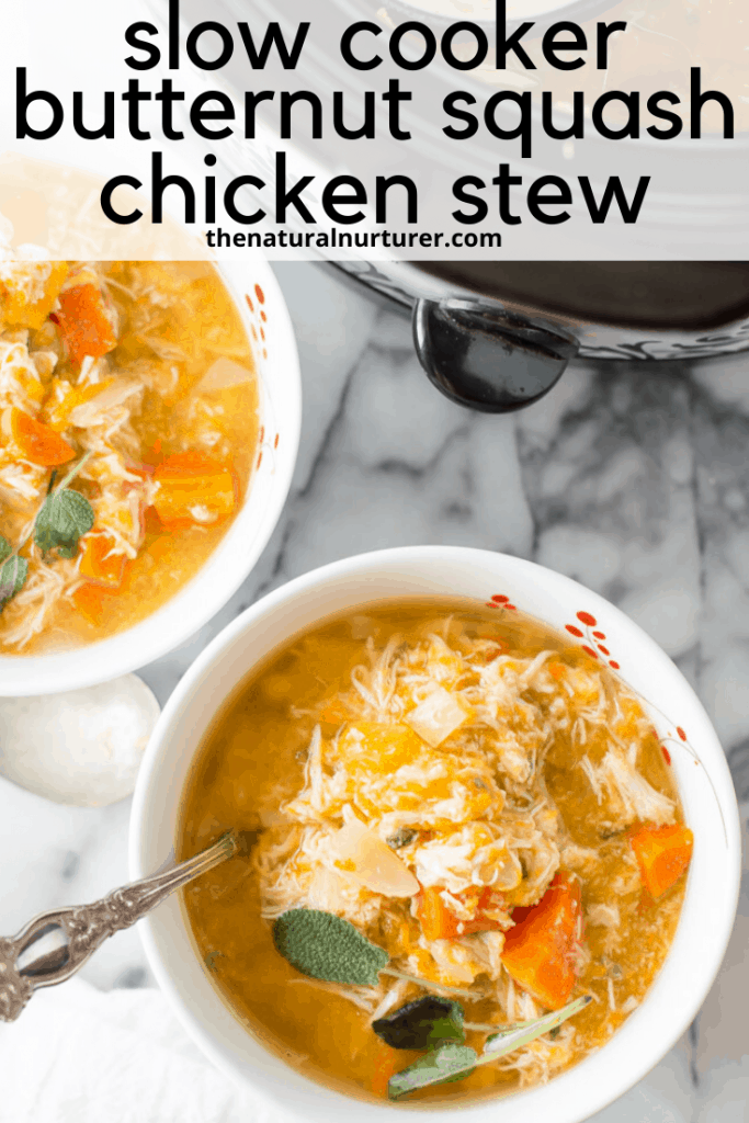 Slow Cooker Chicken Butternut Squash Stew collage with text overlay