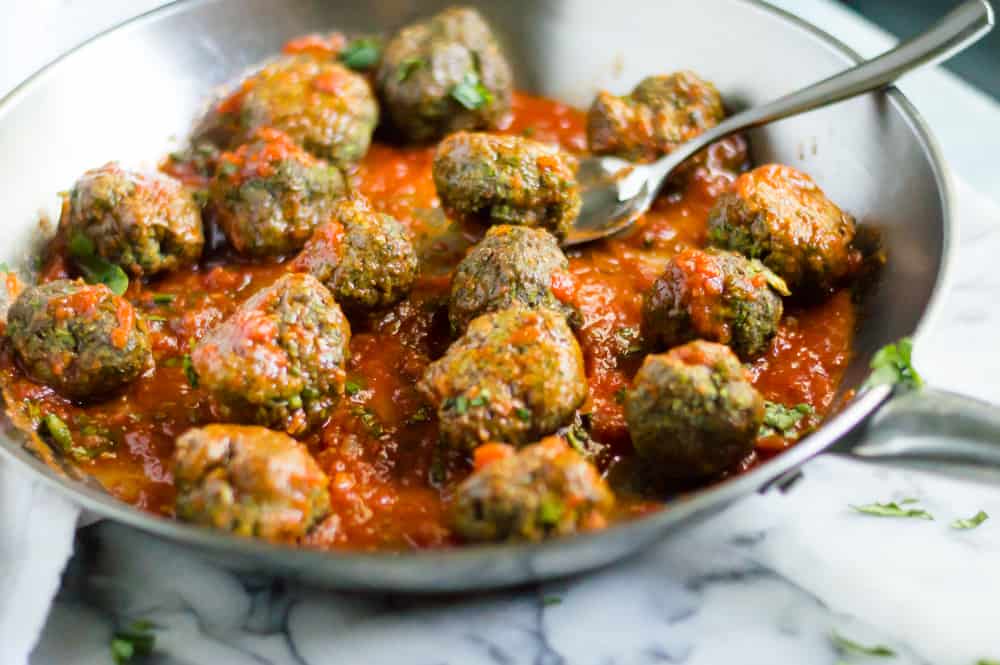 These healthy meatballs are going to change family dinners! Kid-approved and loaded with three kinds of veggies and a flavor that you expect from a meatballs. Freezer-friendly, egg-free and gluten free, this easy meatball recipe is going to become a family favorite. 