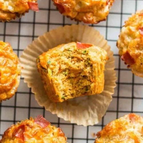 Veggie-Loaded Pizza Muffins looking extra yummy.