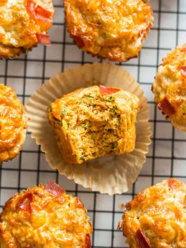 Veggie-Loaded Pizza Muffins looking extra yummy.