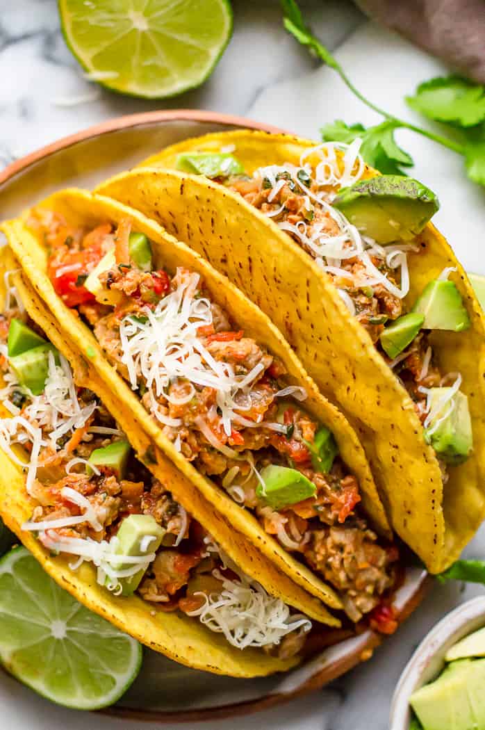 Veggie-Loaded Turkey Tacos ready and served