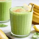 5-Minute Spinach Pear Smoothie served in a glass